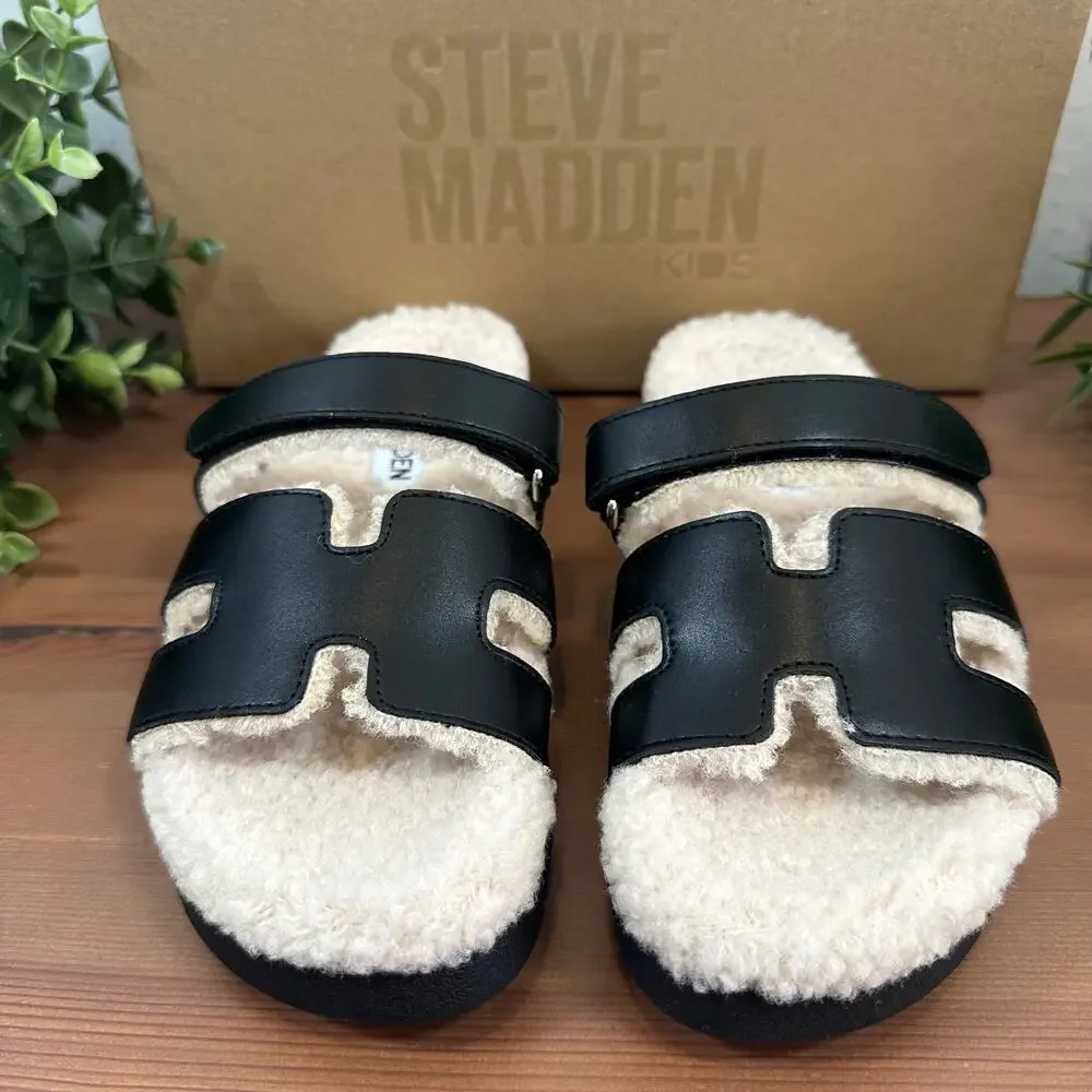 Steve‎ Madden Girls Mayven Flat Sandals Black Size 1